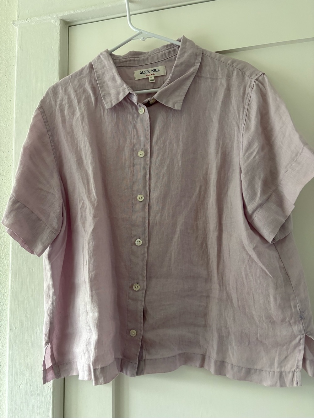 Alex Mill Lavender Linen Button-Up Camp Shirt